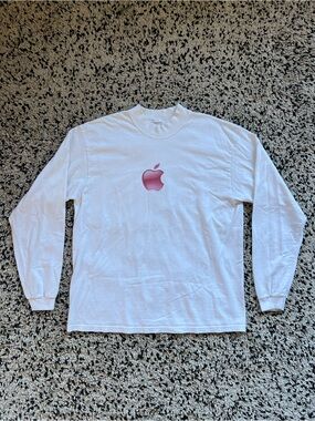 Apple Vintage Y2K Long Sleeve Tee Shirt Top 5 Gifts For The Holidays iPod White